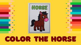 Cute Horse Coloring Page for Kids | Farm Animal Coloring Book