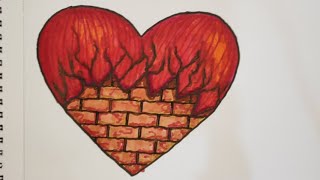 Create a Striking Brick Wall Heart with Fiery Details