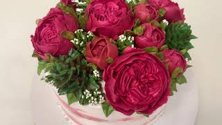 Как сделать ПИОНОВИДНЫЕ розы! Розы ОСТИНА из БЗК! How to make Austin roses! Красивый торт!