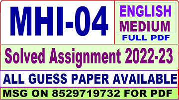 mhi 04 solved assignment 2022-23 / mhi 4 solved assignment in english / ignou ma history