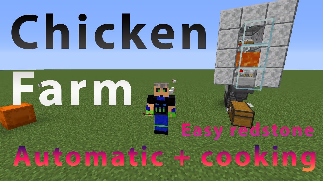 Minecraft 1.16+ Chicken farm automatic + cooking easy redstone