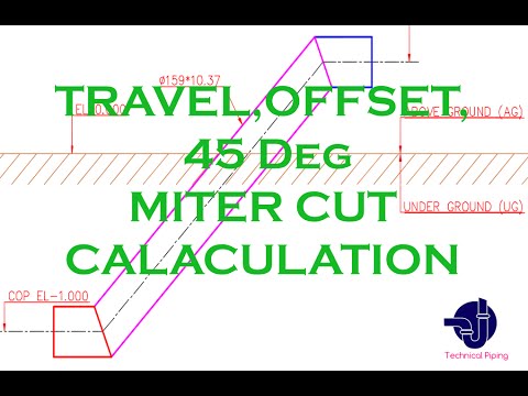 formula 45 miter angle cut travel calculation piping offset deg run
