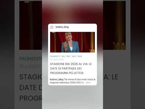 Video STAGIONE 2026 AL VIA: LE DATE DI PARTENZA DEI PROGRAMMI PIÙ ATTESI