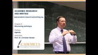 Academic research and writing – Chapter 9 Structuring technique – Unit 0 Agenda