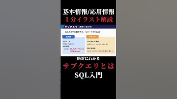【本編はこちら】【SQL】サブクエリとは｜1分イラスト解説【基本情報/応用情報技術者試験】 #shorts #応用情報技術者試験 #基本情報技術者試験 #DB #サブクエリ#SQL