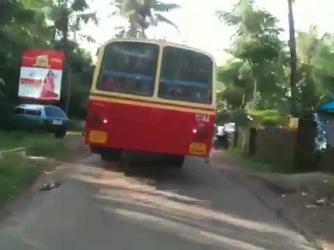 Aby demonstrates the safest way to overtake a KSRTC bus in a congested street in Kerala.