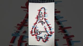 Drawing Patrick with Posca markers glitch effect! Satisfying art (#shorts)