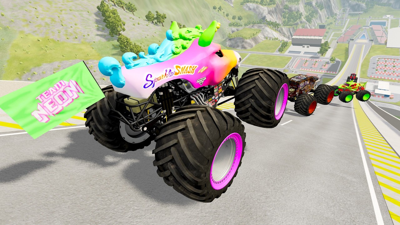 Epic #27    High Speed monster trucks jumps Small & Big   | Vehicles Monster Car