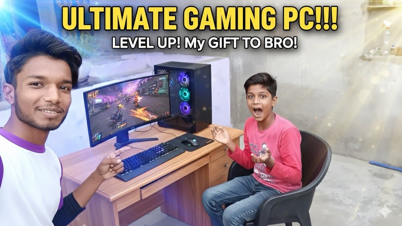 Chhote bhai ko PC gift 🎁 See my brother's reaction - YouTube