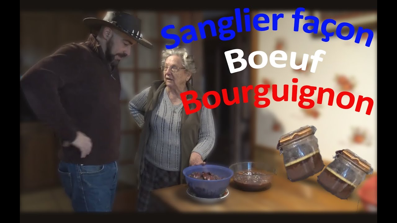 Sanglier façon bœuf bourguignon en bocaux