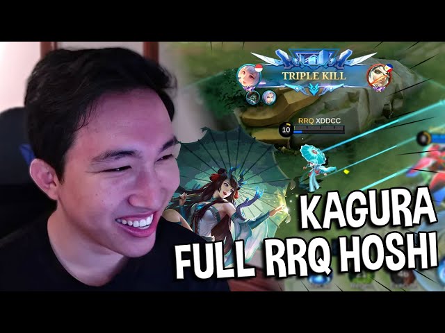 MAIN KAGURA DEPAN FULL TEAM RRQ HOSHI! MUSUH SAMPE ANGKAT TANGAN!! - Mobile Legends #MLBBIDCreator class=