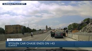 Video shows stolen car chase end on I-43 in Glendale