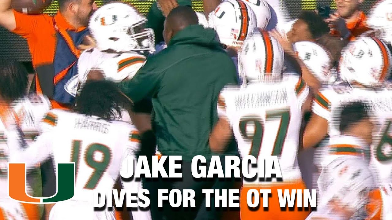 Miami Freshman QB Jake Garcia Dives For The Overtime Win