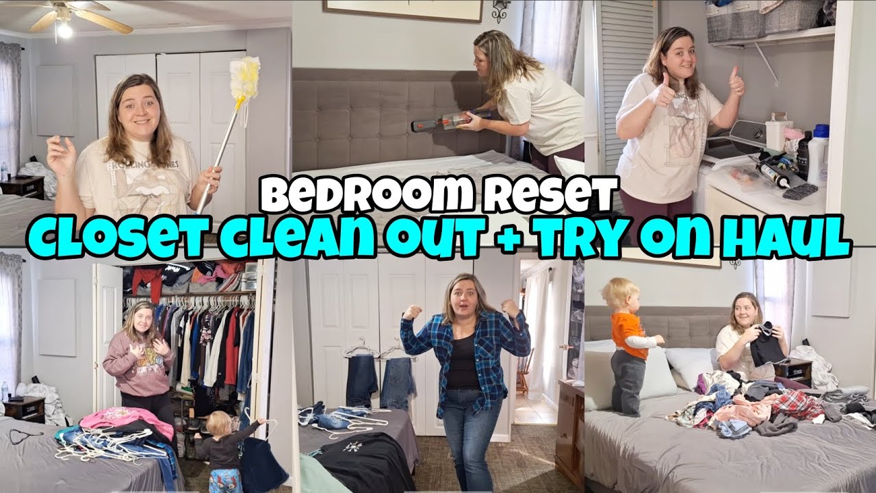 Bedroom Reset & Closet Clean Out 🧺 | Declutter Try-On Haul | Chelcy's ...