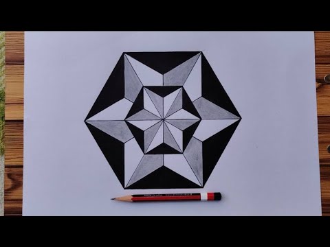 Simple Geometry Pattern in 3D | Hexagon Drawing Tutorial | Easy 3D ...