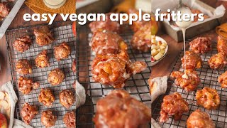 Vegan Apple Fritters with Maple Glaze | Easy Vegan Recipe