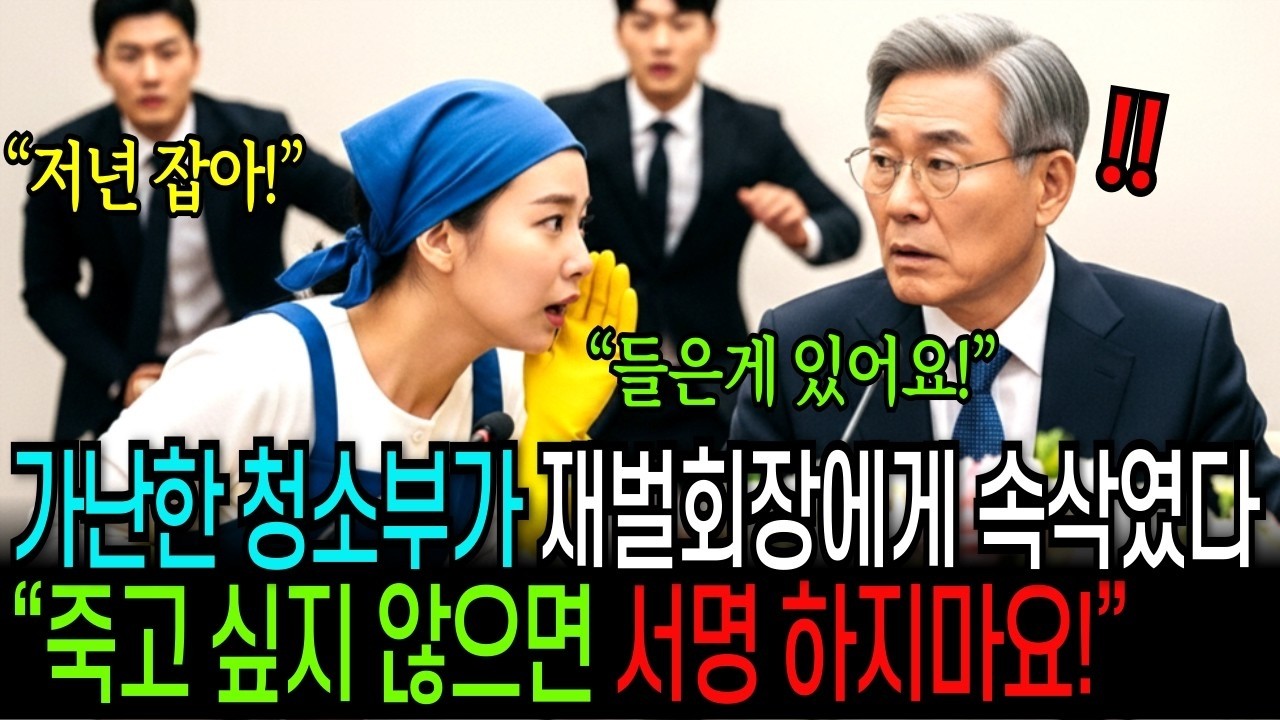 가난한 신입 청소부가 백만장자 재벌 회장의 계약 중에 속삭였다  그거 서명하지 마세요 그리고 그녀의 행동에 충격적인 결과가   감동사연 사연라디오 오디오북 MP4