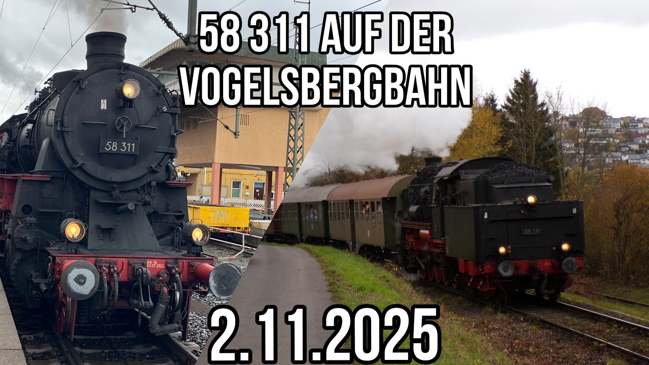 Dampflok BR58 311 pendelt auf der Vogelsbergbahn (Fulda) | 2.11.2025 [DE] [HD]
