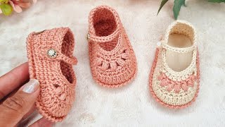 Sapatinho Ester - fio amigurumi - 9 cm - 1 a 3 meses/Easy and quick to weave baby shoes