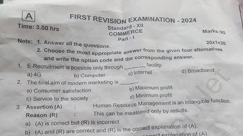 12th std commerce first revision exam question paper 2024