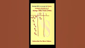 DFA to accept binary numbers divisible by 5 using 1 min short trick in theory of computation(TOC)