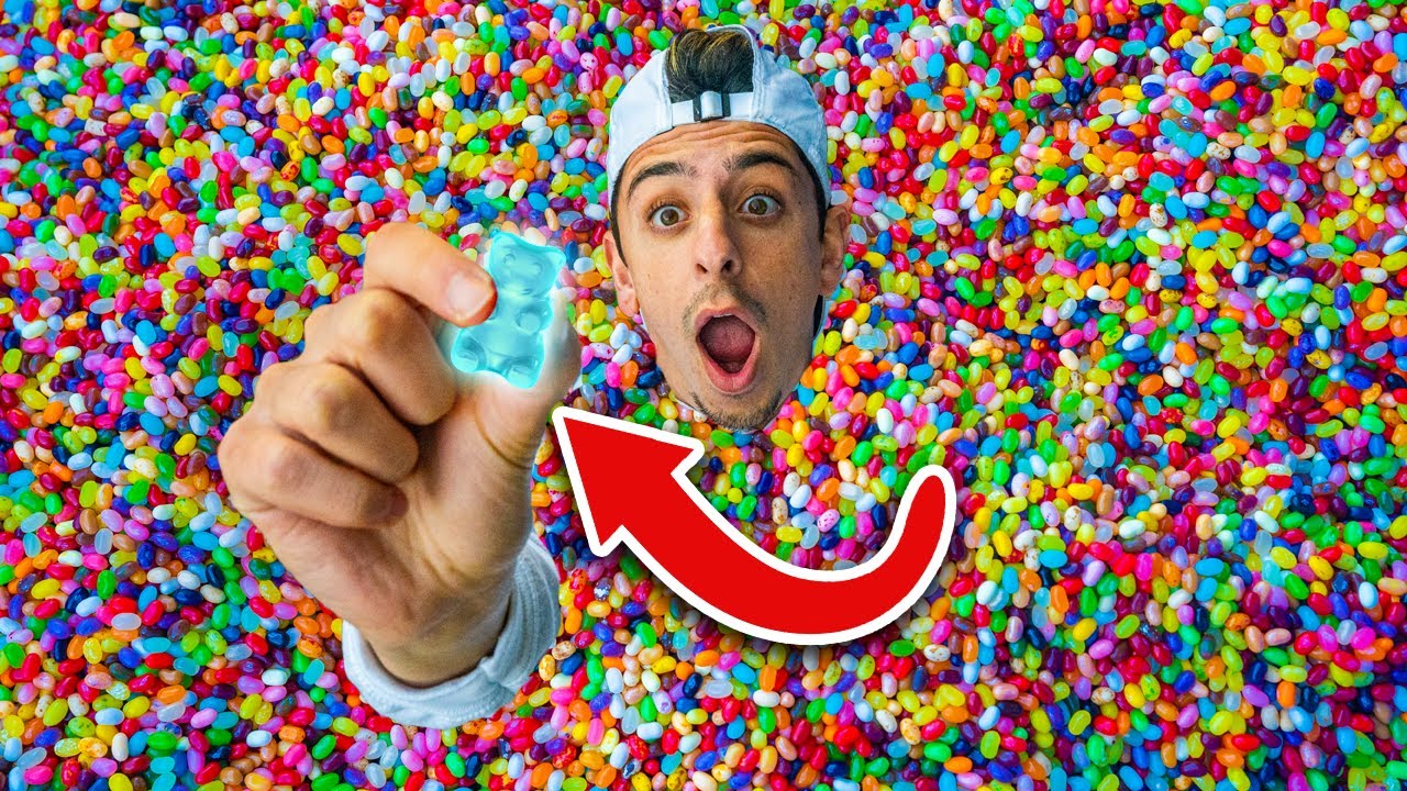 Find the Gummy Bear in Jelly Bean Pool 10,000 Challenge YouTube