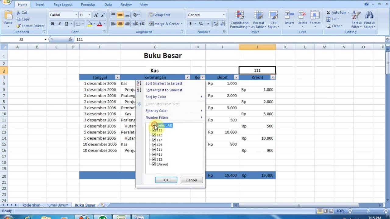 Cara Membuat Buku Besar Akuntansi Dengan Excel