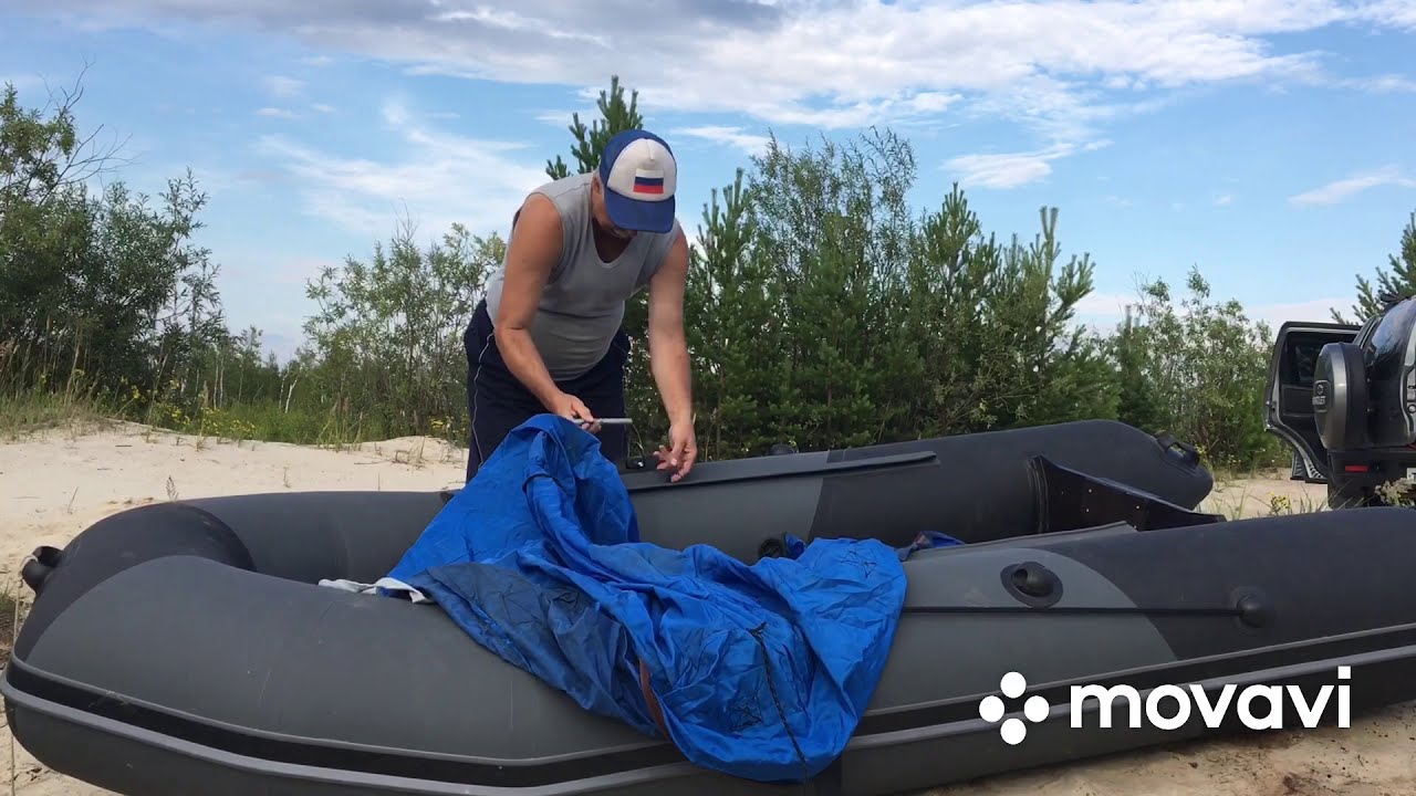 Самодельный тент на лодку ПВХ "Таймень" - YouTube