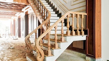 mẫu con tiện và tay vịn cầu thang bằng gỗ lim