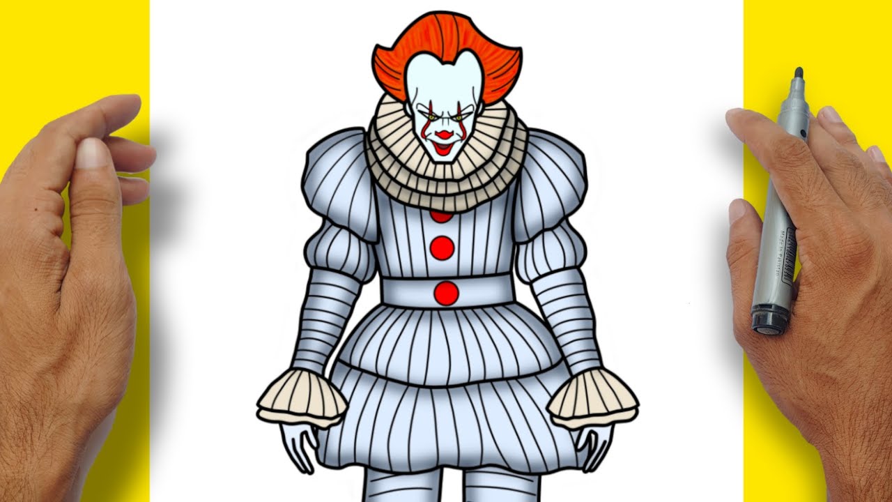 Как нарисовать Пеннивайза в полный рост | Хэллоуин | Оно
