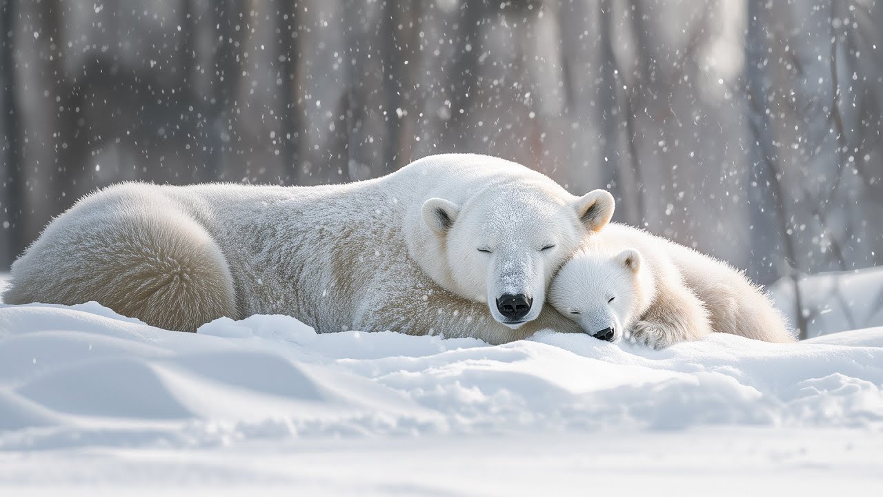 Winter Wildlife❄️ Snowy Forest & Winter Sky with Piano Music for Stress Relief & Healing Therapy 🎶