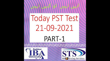 today pst test by sts siba sindh dated 21-09-2021 | Today pst test | today pst paper- Part-1
