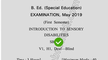 2019 Dcrust BEd 1st Sem Introduction to Sensesory Disabilities Question Paper