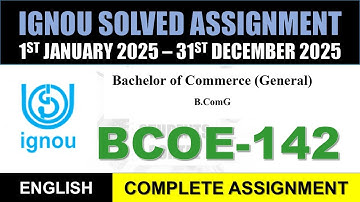 BCOE 142 Solved Assignment 2024-25 || bcoe-142 solved assignment in English || July 2024 to Jan 2025
