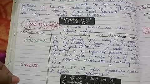 B.Ed. Lesson Plan of Mathematics; Topic:- Symmetry