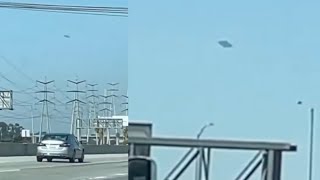 Classic Disk Shaped UFO Sighted By Driver Over Highway In Los Angeles, California