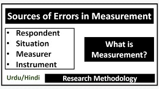 What is Measurement? Sources of Errors in Measurement-Respondent/ Situation/Measurer/Instrument