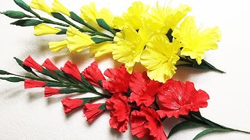 How to make Gladiolus Flowers from Crepe paper | Craft Tutorial | VUNU ART