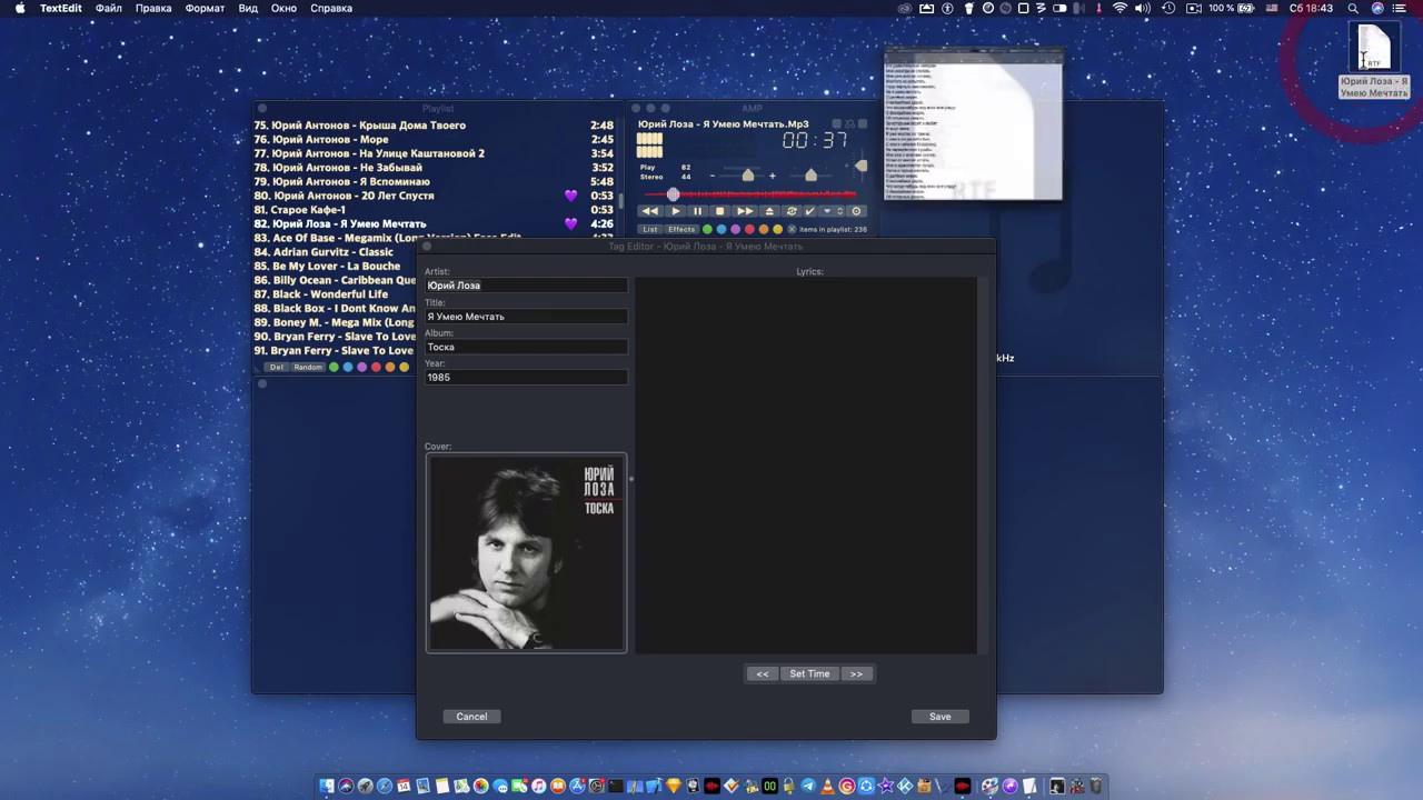 AMP player плеер для музыкантов, чтение/запись синхронизированной