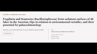 Fragilaria and Staurosira (Bacillariophyceae) from sediment surfaces of 40 lakes in t... | RTCL.TV
