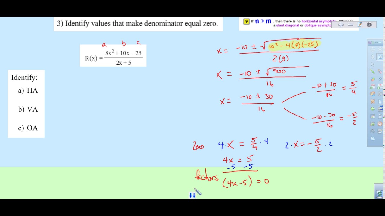 Factoring To Find Equations Of Asymptotes YouTube Factoring to find equations of asymptotes youtube