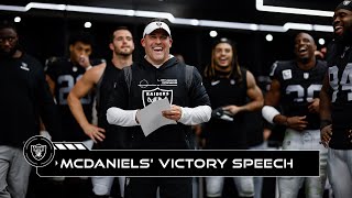 Josh McDaniels’ Locker Room Victory Speech vs. Chargers: ‘That’s Three in a Row’ | Raiders | NFL