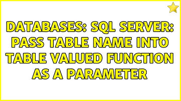 Databases: SQL Server: Pass table name into table valued function as a parameter (2 Solutions!!)