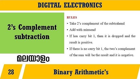 Lecture 28 – 2’S COMPLEMENT SUBTRACTION (മലയാളത്തിൽ)– Digital Electronics
