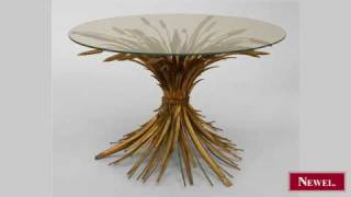 Antique Italian 1940s coffee table with a brass sheaf of