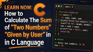 Sum of Two Numbers in C Language | Basic C Program Tutorial #cprogramming #bca #coding #clanguage 