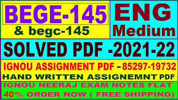 bege-145 solved assignment 2021-22 in English / bege 145 solved assignment / begc 145 assignment