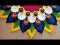 Beautiful  colorful rangoli for festival simple rangoli design beginners rangoli design