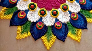 Beautiful & colorful rangoli for festival. Simple rangoli design. Beginners rangoli design