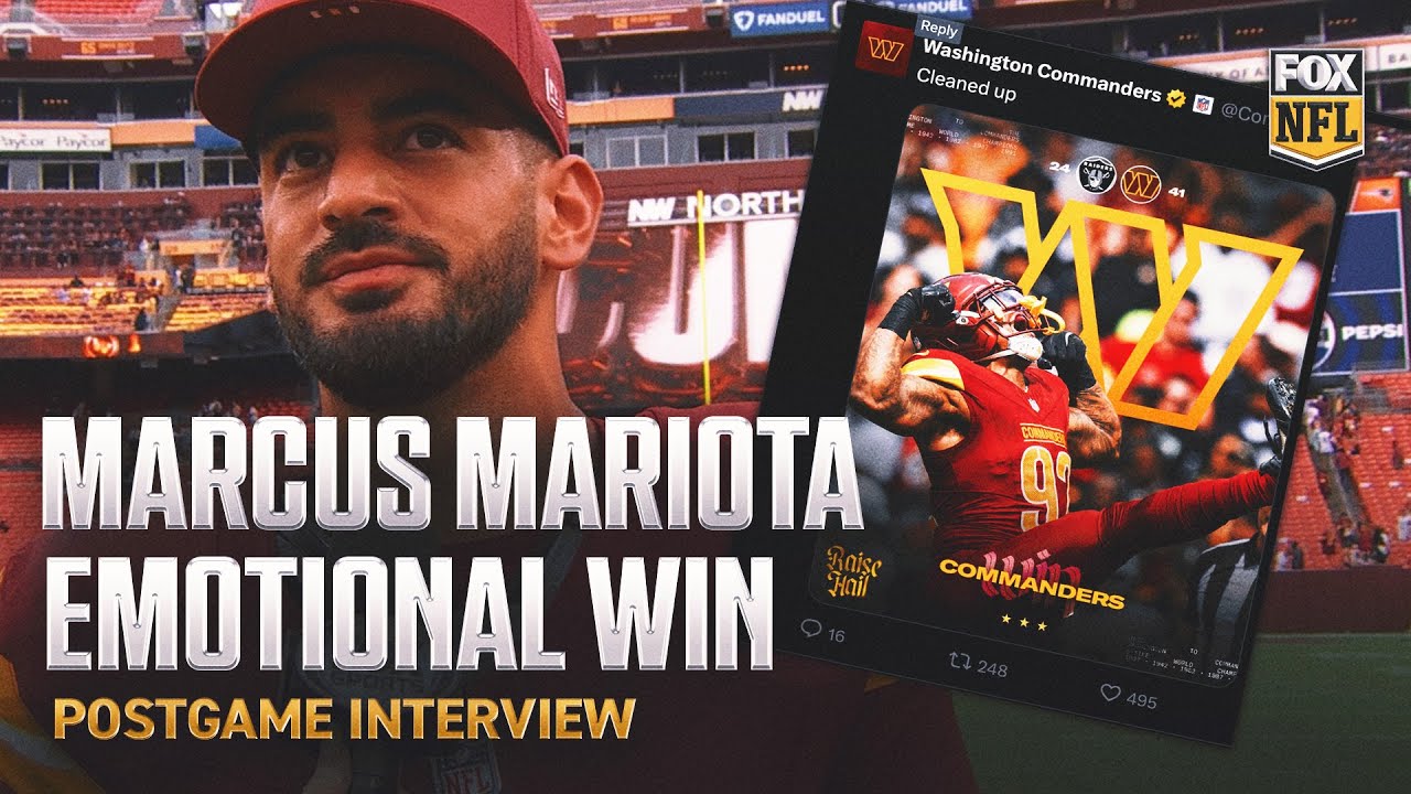 Marcus Mariota gets emotional after Commanders’ win over his former team,  the Raiders